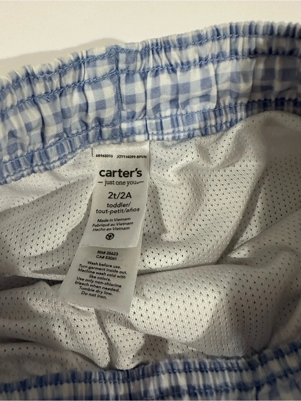 Carters Kids Red Stripe Swim Trunks & Blue Gingham Swim Shorts - 2-Pack